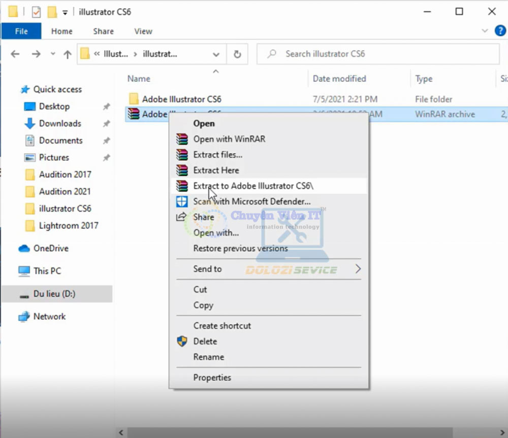 Giải nén phần mềm AI CS6