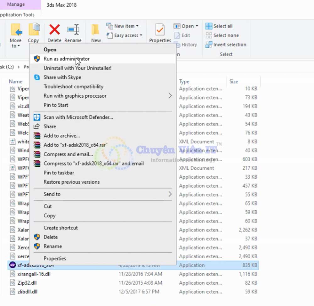 Chọn Run as administration