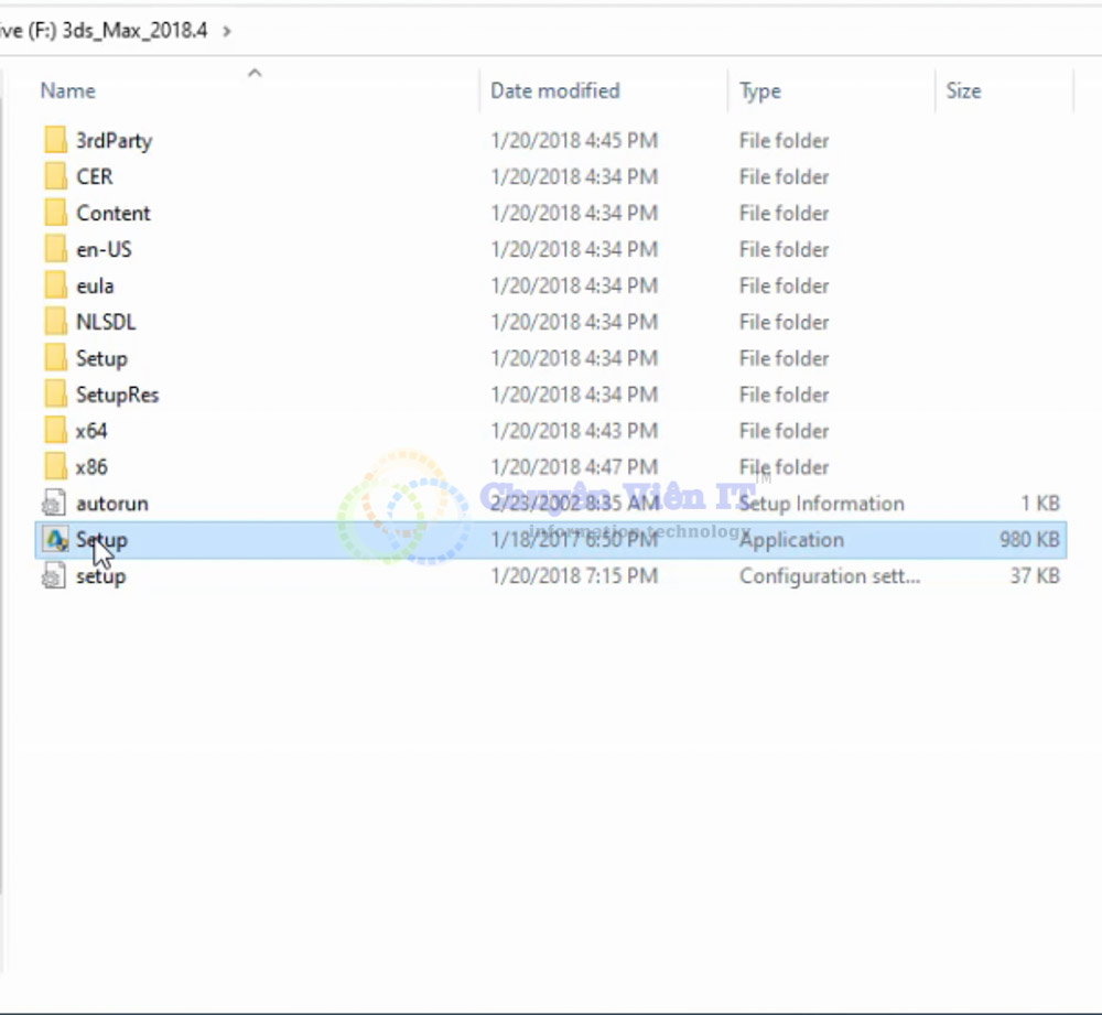 Mở thư mục File setup