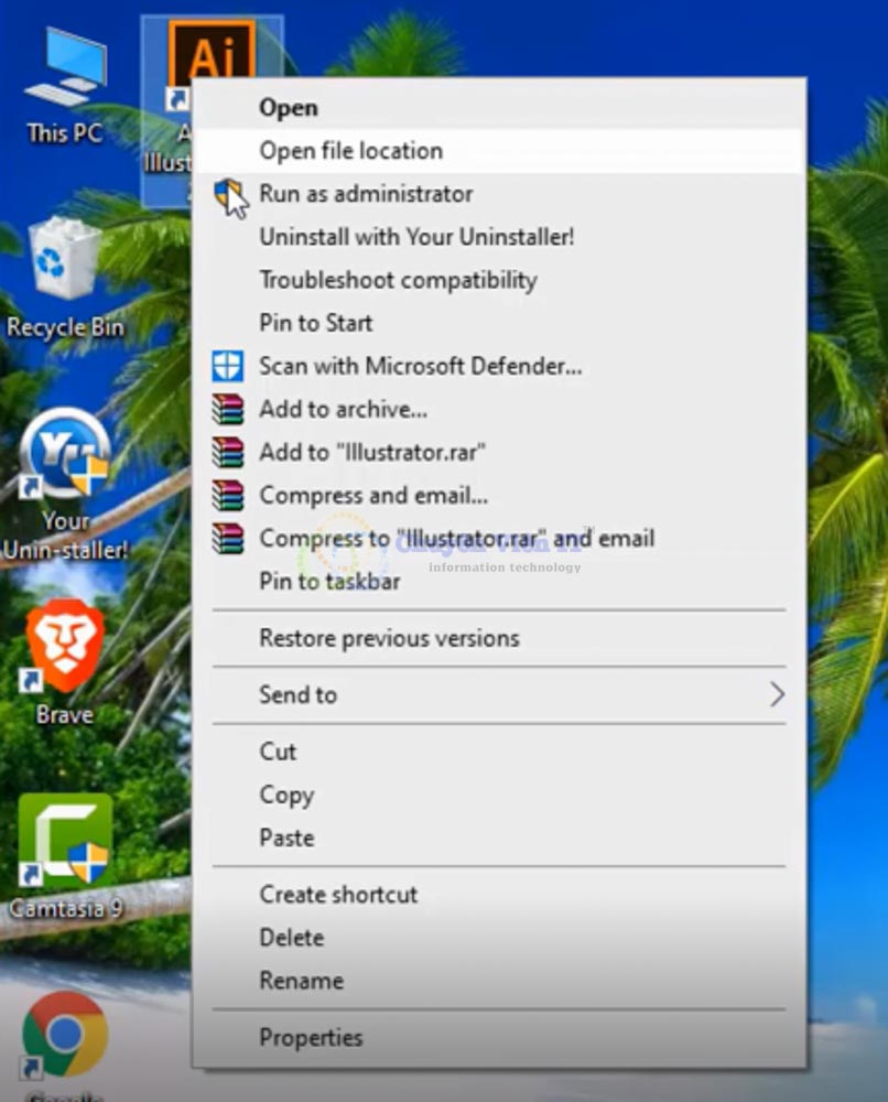 Chọn Open file Location