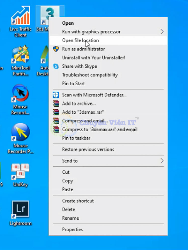 chọnOpen file location