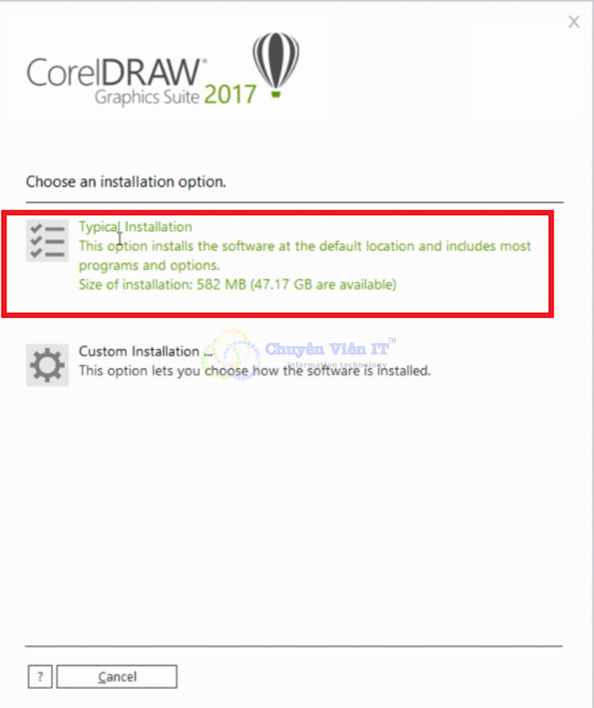 Chọn Typical installtion