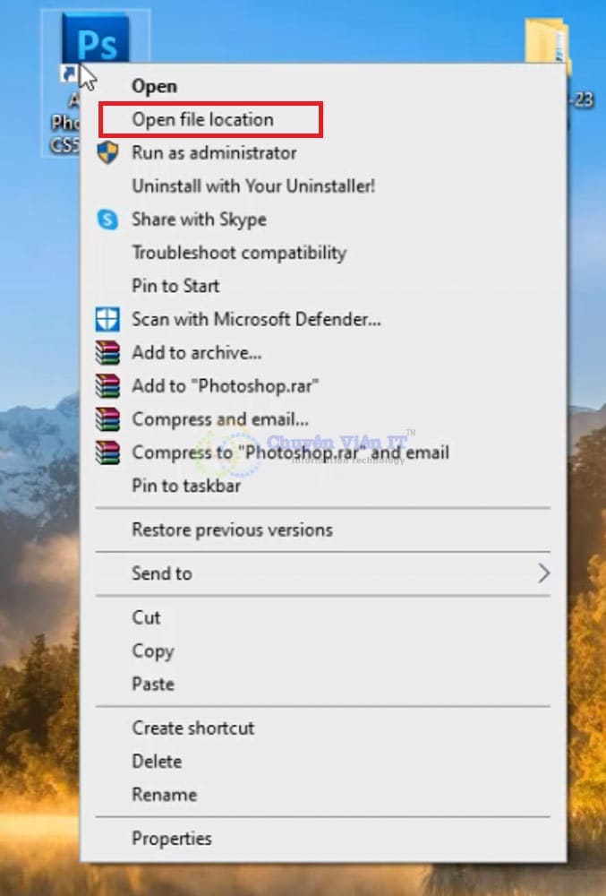 Chọn Open file location