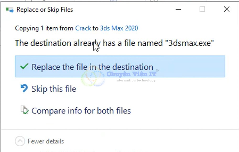 Chọn Replace the File