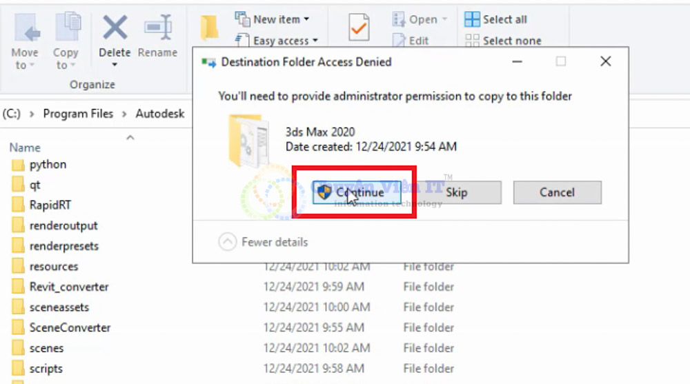 Chọn vào Continue
