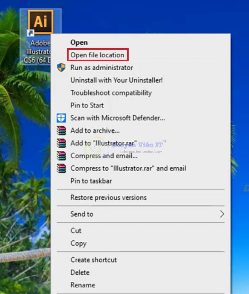 Mở Open file location