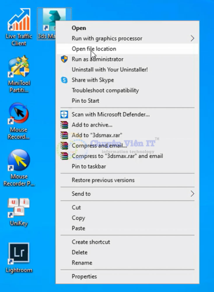 chọn Open File location 