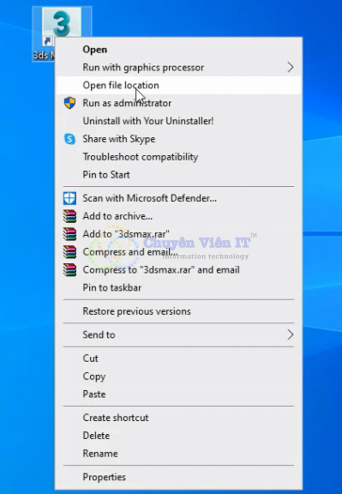 Bấm vào Open file Location