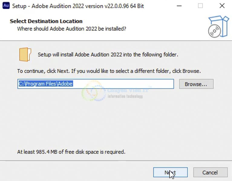 Để mặc định sau đó ta nhấn Next