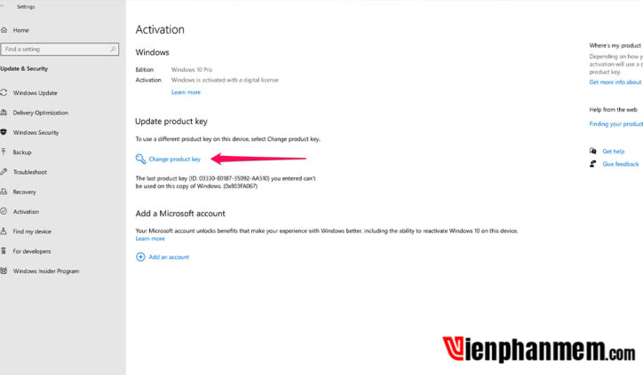 Cách Active win 10 pro bằng key bản quyền