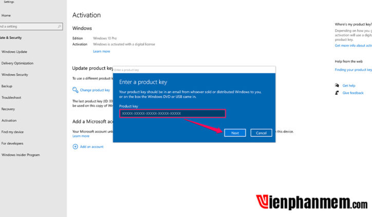 Cách Active win 10 pro bằng key bản quyền