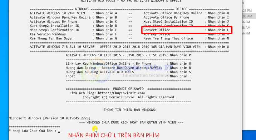 Nhấn Phím Chữ L